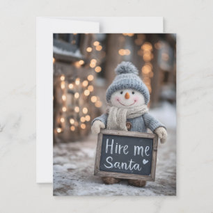 Cartão Postal Snowman "Aluga-me Papais noeis"