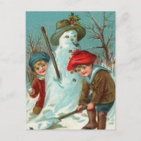 Snowman Children Snow Holly