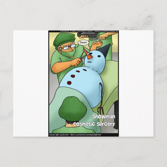Cartão Postal Snowman - Cirurgia Cosmética Engraçada Oferece Car (Frente)