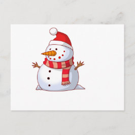 Cartão Postal Snowman Com Chapéu E Scarf