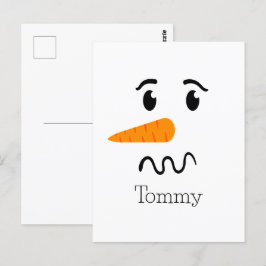 Cartão Postal Snowman Confusa Face Frosty