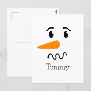 Cartão Postal Snowman Confusa Face Frosty