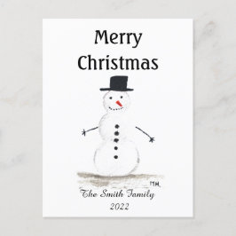 Cartão Postal Snowman Cute Winter Snowflake Retro Vintage