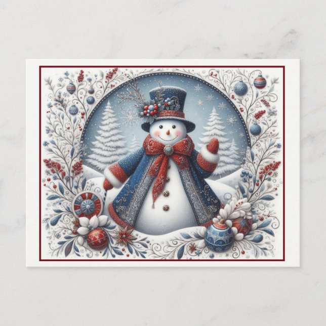 Cartão Postal Snowman de Natal (Frente)