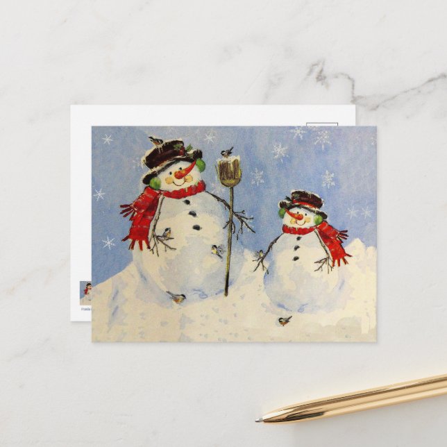Cartão Postal Snowman e Son Card (Frente/Verso In Situ)