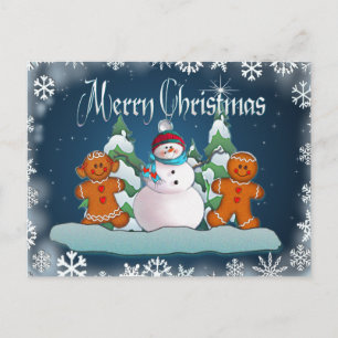 Cartão Postal SNOWMAN & GINGERBREAD KIDS por SHARON SHARPE