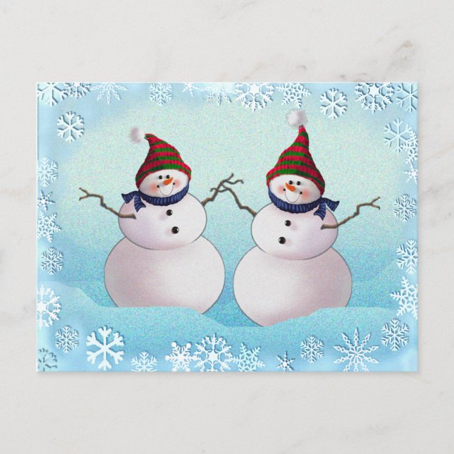 Cartão Postal SNOWMAN & HATS by SHARON SHARPE (Frente)