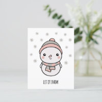 Snowman kawaii deixou nevar