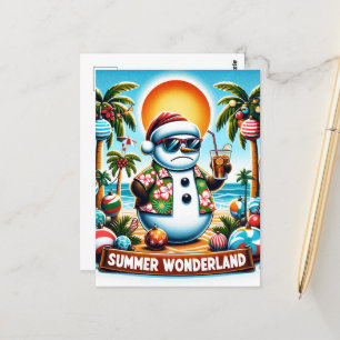 Cartão Postal Snowman num País das Maravilhas de Verão