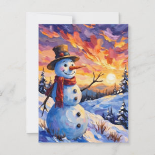 Cartão Postal Snowman para o Natal