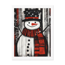 Snowman Red, Black & White Holiday Chee