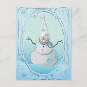 Cartão Postal SNOWMAN, SCARF & SNOW HAT de SHARON SHARPE