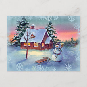 Cartão Postal SNOWMAN & SNOWFLAKS por SHARON SHARPE