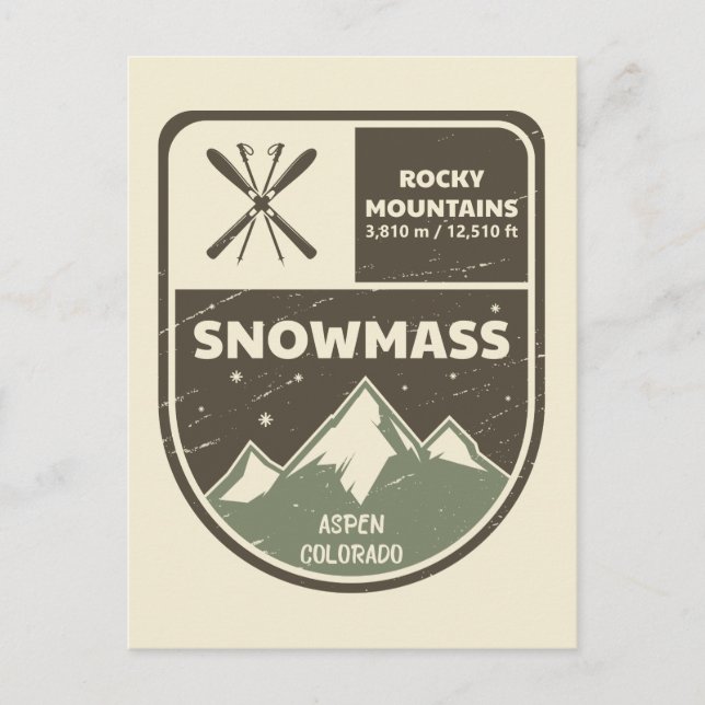 Cartão Postal Snowmass Aspen Montanhas Rocky Colorado (Frente)