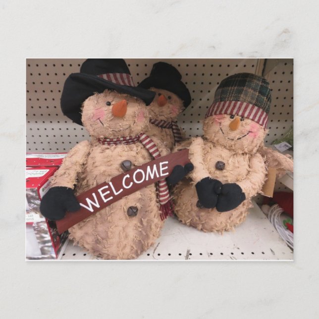 Cartão Postal Snowmen Trio (Frente)