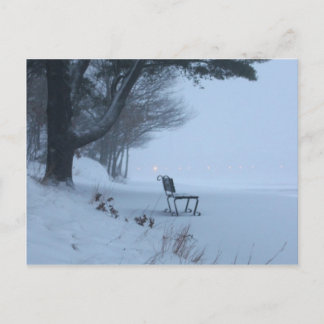 Cartão Postal Snowy Bench