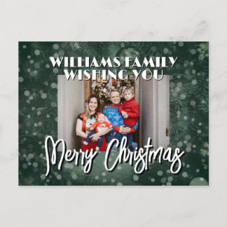 Cartão Postal Snowy family picture Christmas