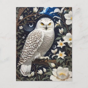 Cartão Postal Snowy Owl Moonlight