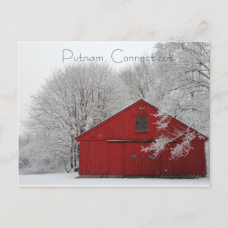 Cartão Postal Snowy Red Barn Putnam, Cartão-postal de Connecticu