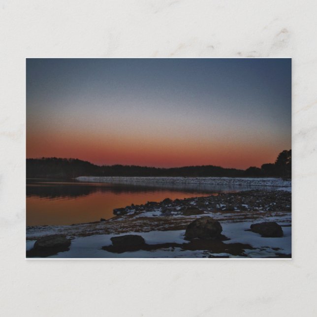 Cartão Postal Snowy Sunset no lago Arrohead (Frente)
