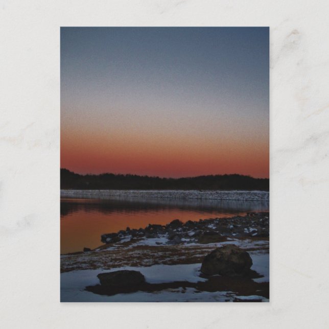 Cartão Postal Snowy Sunset no lago Arrohead (Frente)