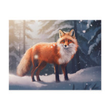 Cartão postal Snowy Winter Fox