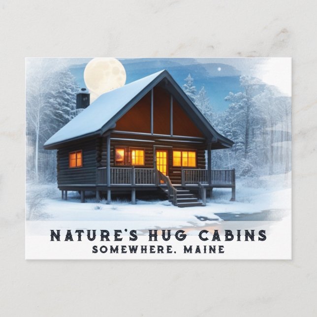 Cartão Postal *~* Snowy Woods Cabin Stream AP49 Maine (Frente)