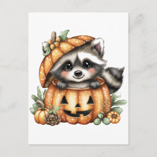 Cartão Postal Só andando, Playon Raccoon Em Pumpkin