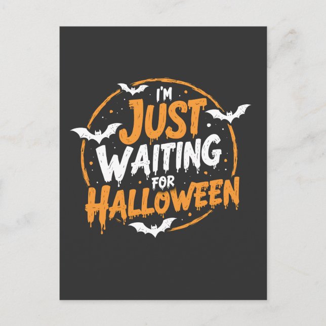 Cartão Postal Só Esperando O Halloween Dotado De Batty (Frente)