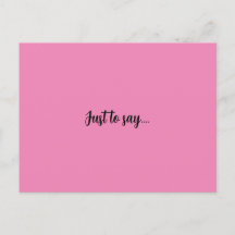 Cartão postal só para dizer cartão cor-de-rosa