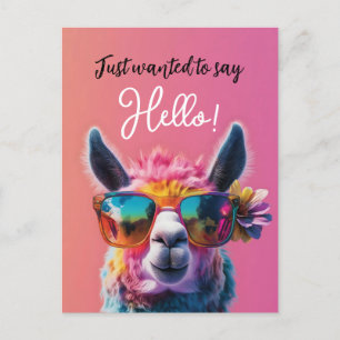 Cartão Postal Só queria dizer Olá, design de Llama colorido