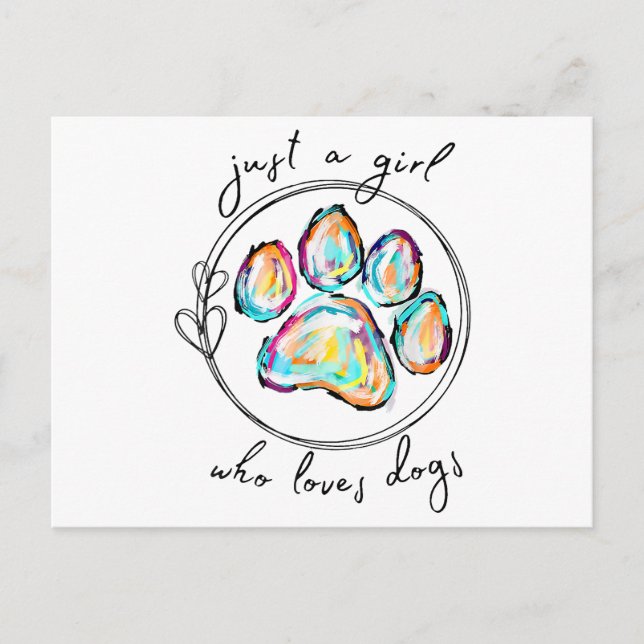 Cartão Postal Só uma garota que ama Cães (Frente)
