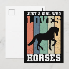 Cartão Postal Só uma garota que ama Cavalos | Cavalo-Vintage Ret