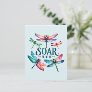 Cartão Postal Soar Alto - Dragonfly Colorida Inspirational