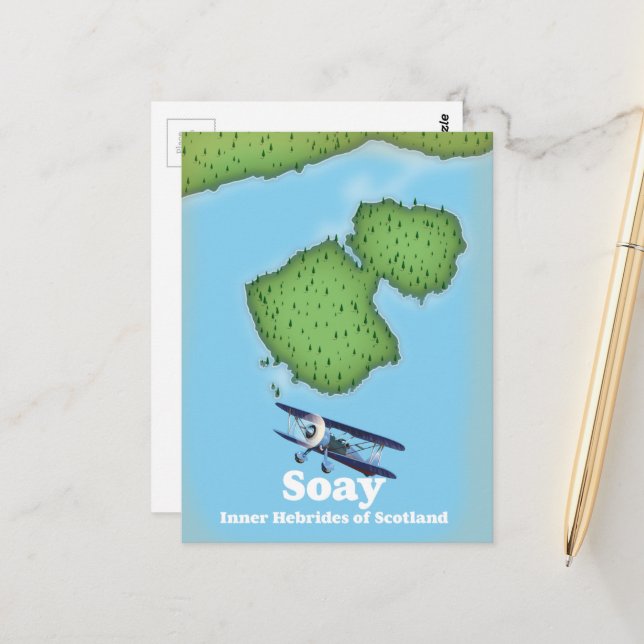 Cartão Postal Soay Hébrides Internas da Escócia mapa (Frente/Verso In Situ)