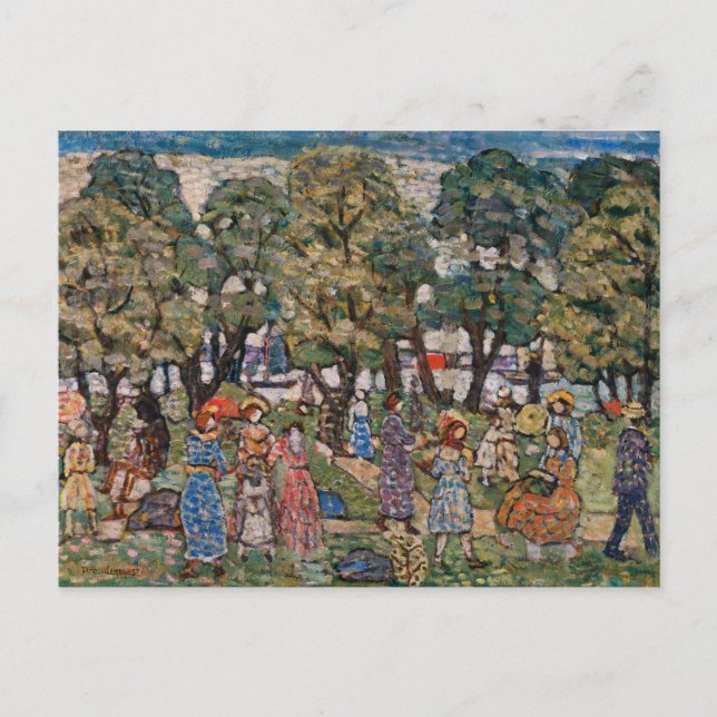 Cartão Postal Sob as Árvores de Maurice Prendergast, Belas Artes (Frente)