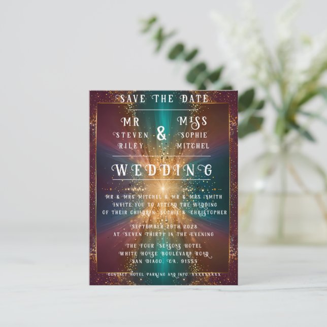 Cartão Postal Sob as Estrelas: Uma Celebração do Amor (Em pé/Frente)