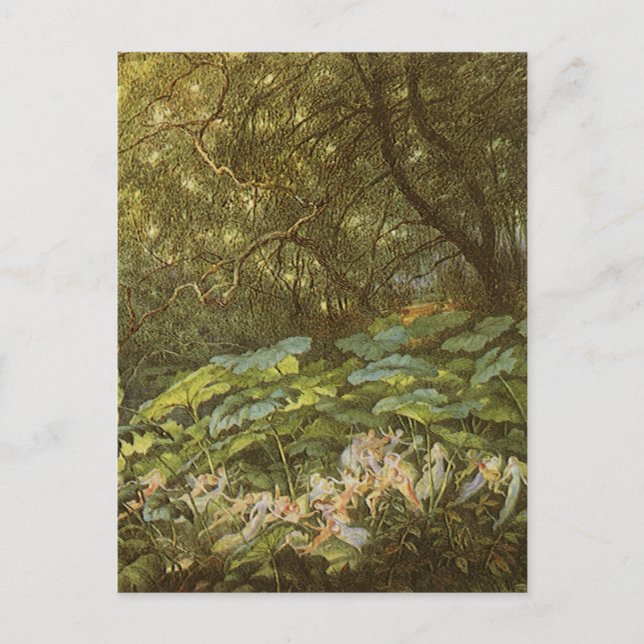 Cartão Postal Sob as Folhas de Choque de Richard Doyle, Fairy Ar (Frente)