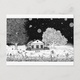 Cartão Postal Sob Caneta de estrelas e ilustração de tinta