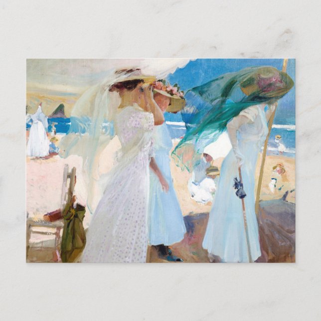 Cartão Postal Sob o Awning, Zarauz | Joaquín Sorolla (Frente)