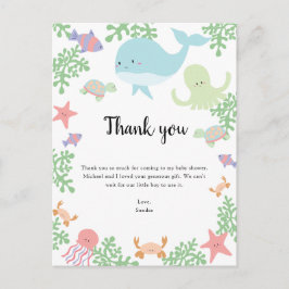 Cartão Postal Sob o Chá de fraldas do mar Obrigado Kawaii Pastel