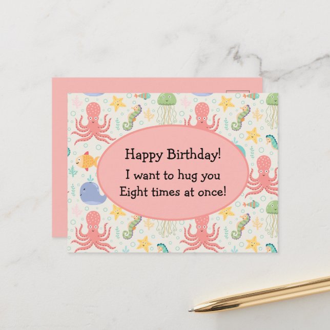 Cartão Postal Sob o Mar de Octopus Sea Equídeos (Frente/Verso In Situ)