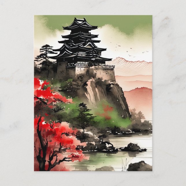 Cartão Postal Soberania Hilltop, Cidadela Japonesa Majestosa (Frente)