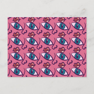 Cartão Postal Sobre a face - Olhos, Lábios da boca