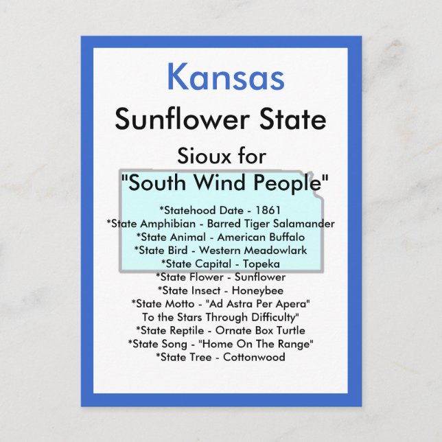 Cartão Postal Sobre Kansas (Frente)