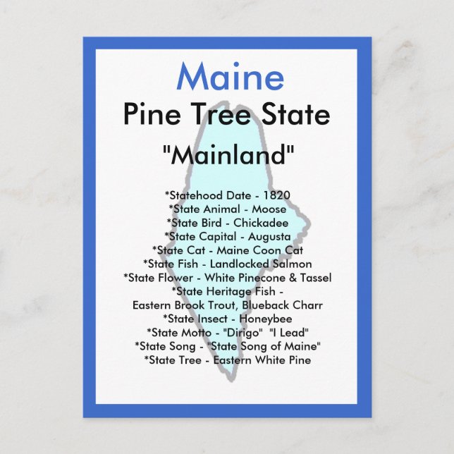 Cartão Postal Sobre o Maine (Frente)