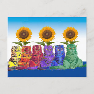 Cartão Postal Sobre os Gatos Arco-Íris