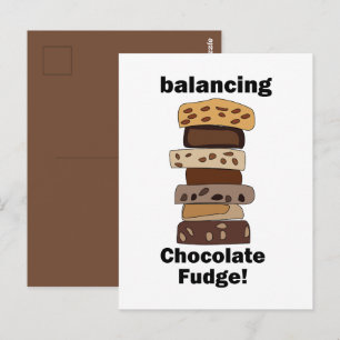 Cartão Postal Sobremesa de Chocolate Fudge Equilibrando Engraçad