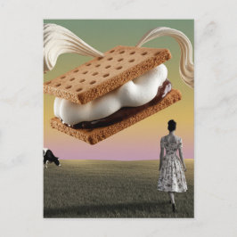 Cartão Postal Sobremesa de chocolate voador de marshmellow