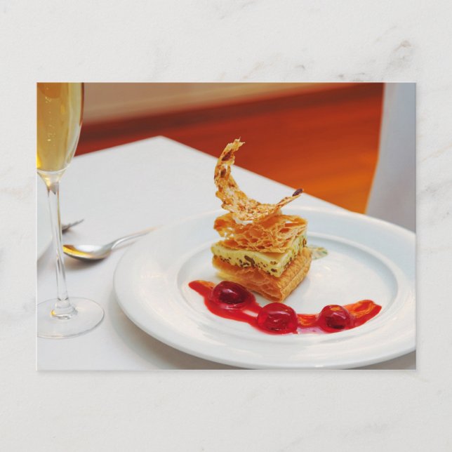 Cartão Postal Sobremesa no restaurante (Frente)